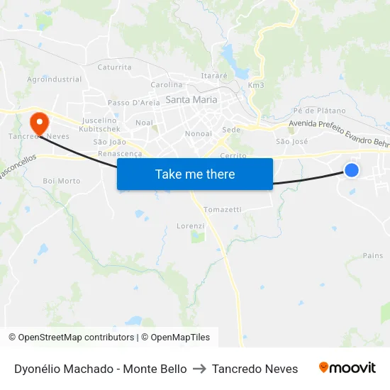 Dyonélio Machado - Monte Bello to Tancredo Neves map