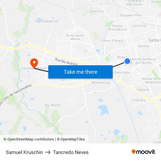 Samuel Kruschin to Tancredo Neves map