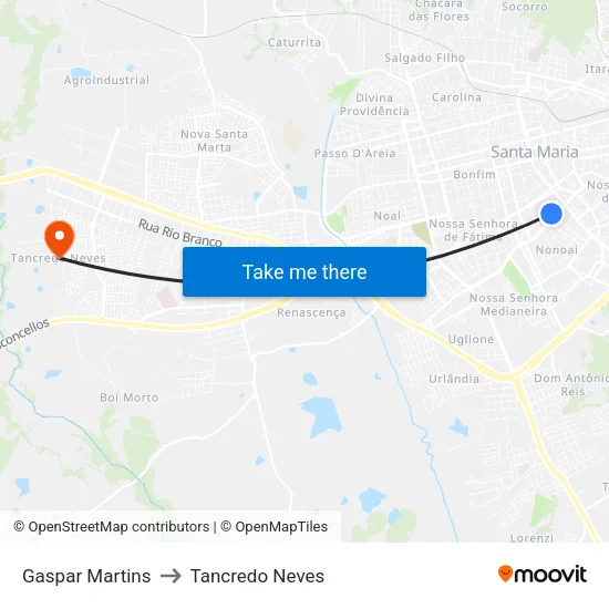 Gaspar Martins to Tancredo Neves map