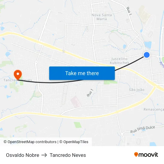 Osvaldo Nobre to Tancredo Neves map
