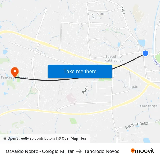 Osvaldo Nobre - Colégio Militar to Tancredo Neves map