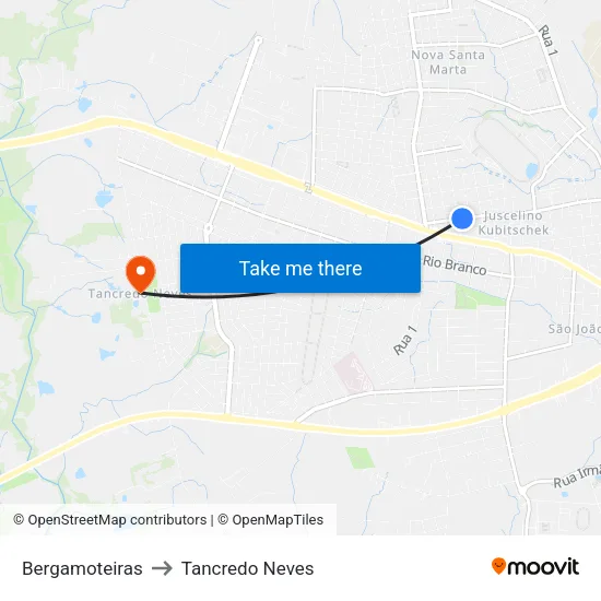 Bergamoteiras to Tancredo Neves map