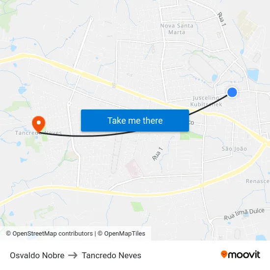 Osvaldo Nobre to Tancredo Neves map