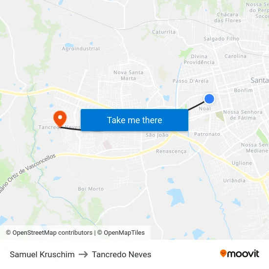 Samuel Kruschim to Tancredo Neves map
