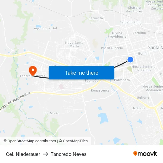 Cel. Niederauer to Tancredo Neves map