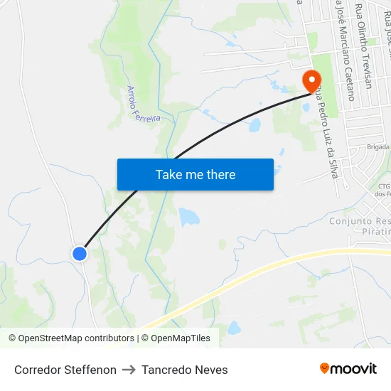Corredor Steffenon to Tancredo Neves map