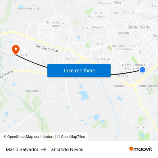 Mario Salvador to Tancredo Neves map