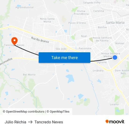 Júlio Réchia to Tancredo Neves map