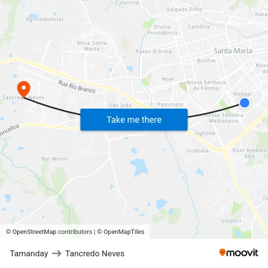 Tamanday to Tancredo Neves map