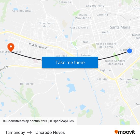 Tamanday to Tancredo Neves map