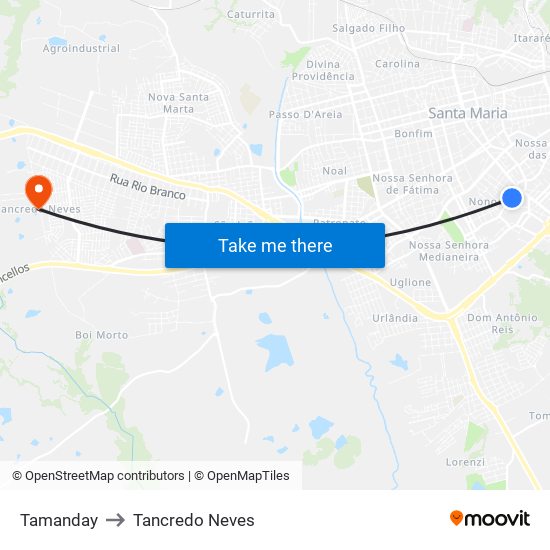Tamanday to Tancredo Neves map