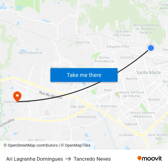 Ari Lagranha Domingues to Tancredo Neves map