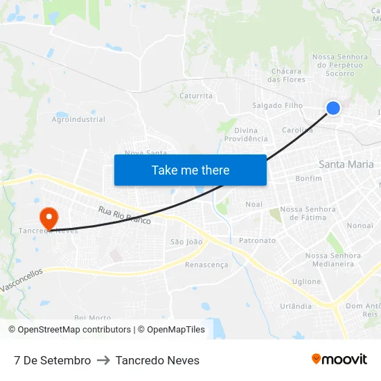 7 De Setembro to Tancredo Neves map