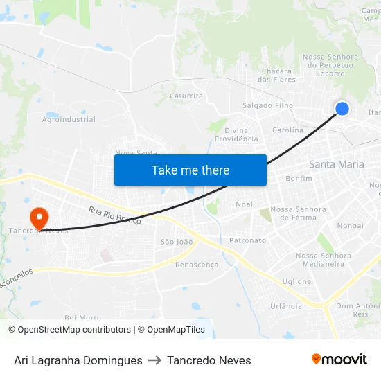 Ari Lagranha Domingues to Tancredo Neves map