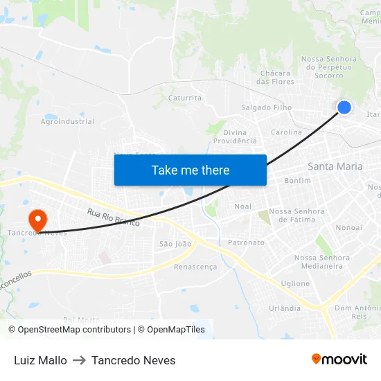 Luiz Mallo to Tancredo Neves map