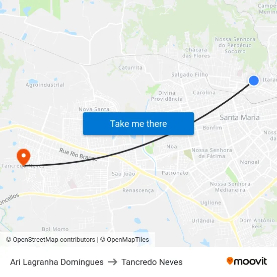 Ari Lagranha Domingues to Tancredo Neves map