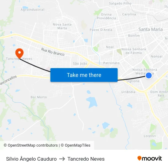 Sílvio Ângelo Cauduro to Tancredo Neves map
