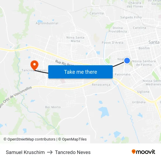 Samuel Kruschim to Tancredo Neves map