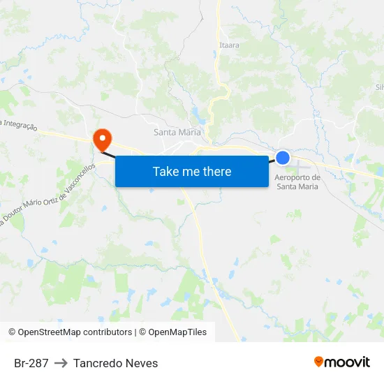 Br-287 to Tancredo Neves map