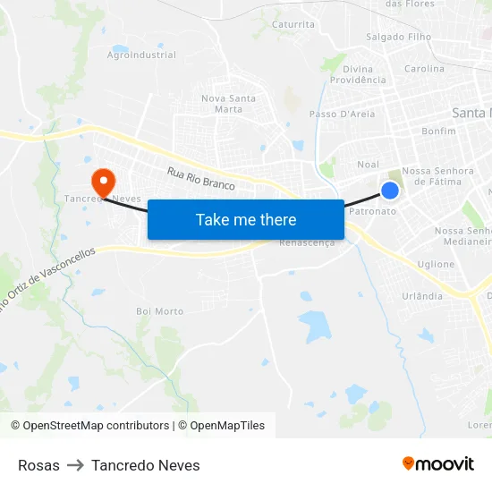 Rosas to Tancredo Neves map