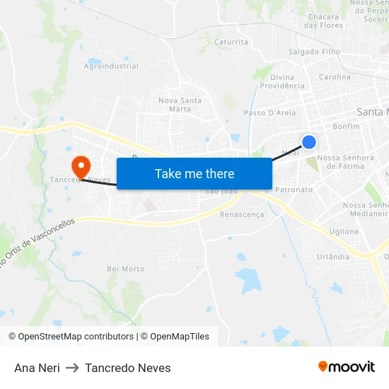 Ana Neri to Tancredo Neves map