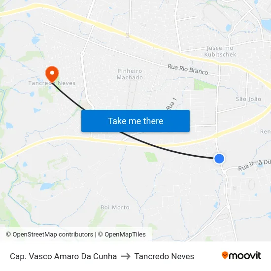 Cap. Vasco Amaro Da Cunha to Tancredo Neves map