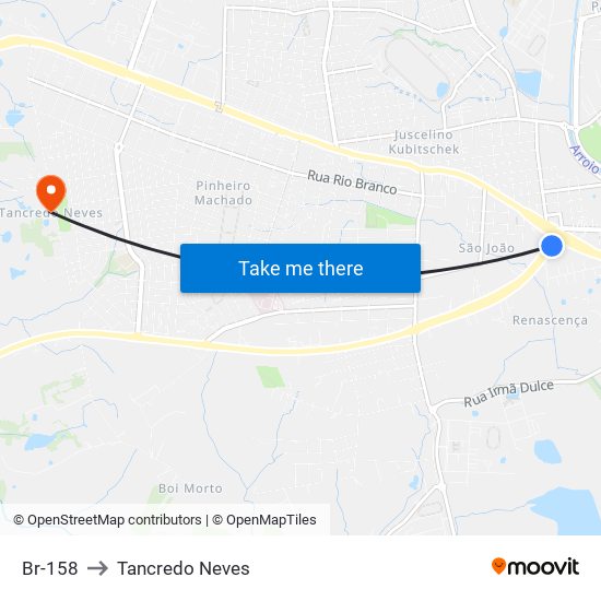 Br-158 to Tancredo Neves map