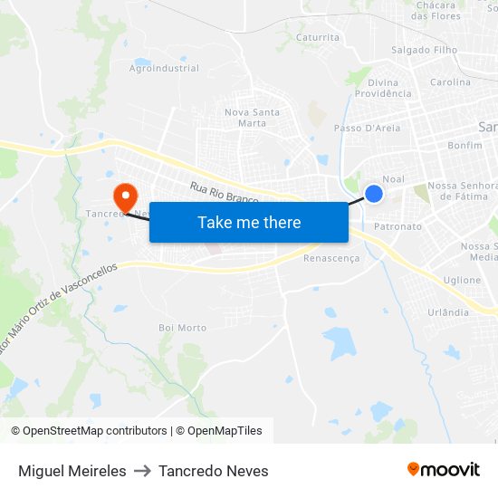 Miguel Meireles to Tancredo Neves map