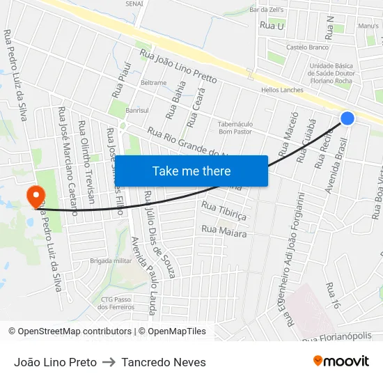 João Lino Preto to Tancredo Neves map