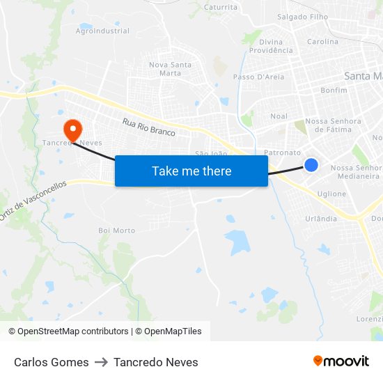 Carlos Gomes to Tancredo Neves map