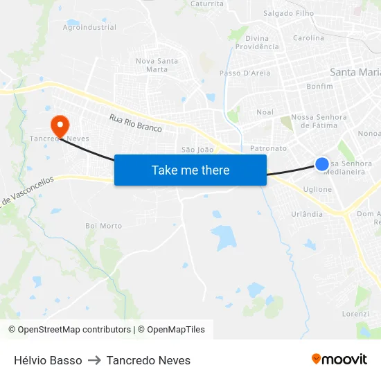 Hélvio Basso to Tancredo Neves map