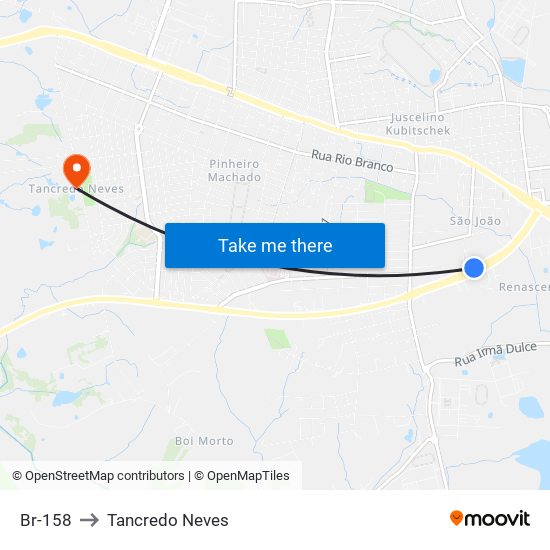 Br-158 to Tancredo Neves map