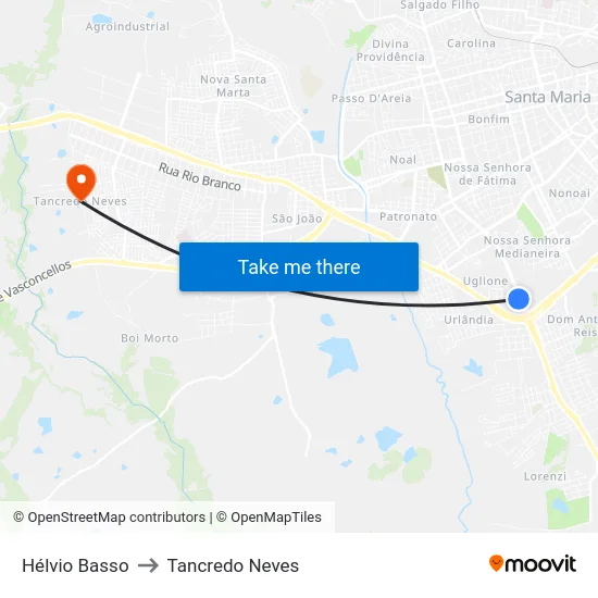 Hélvio Basso to Tancredo Neves map