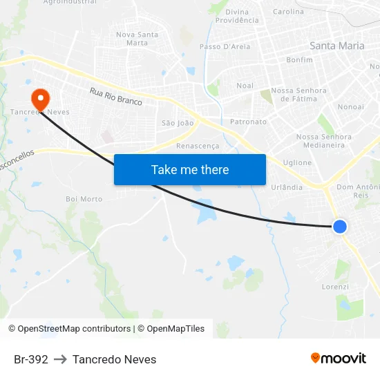 Br-392 to Tancredo Neves map