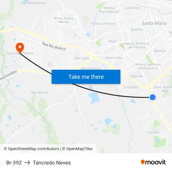 Br-392 to Tancredo Neves map