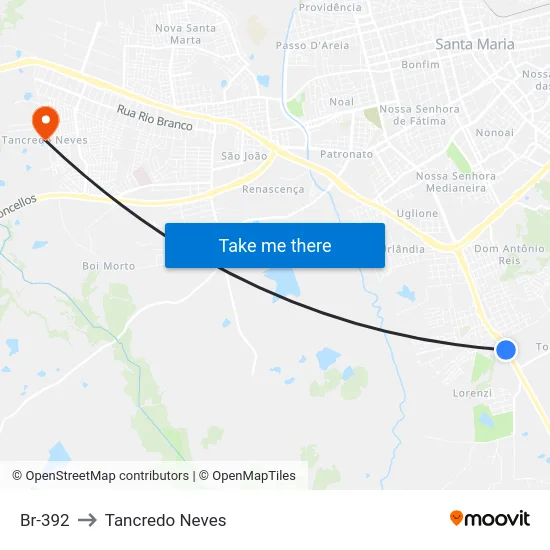 Br-392 to Tancredo Neves map