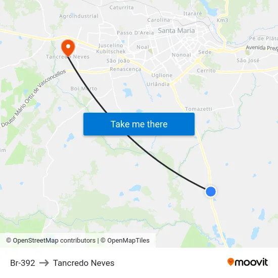Br-392 to Tancredo Neves map