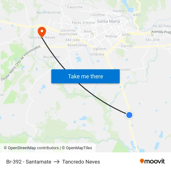 Br-392 - Santamate to Tancredo Neves map