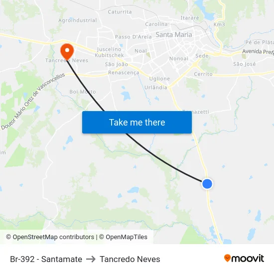 Br-392 - Santamate to Tancredo Neves map