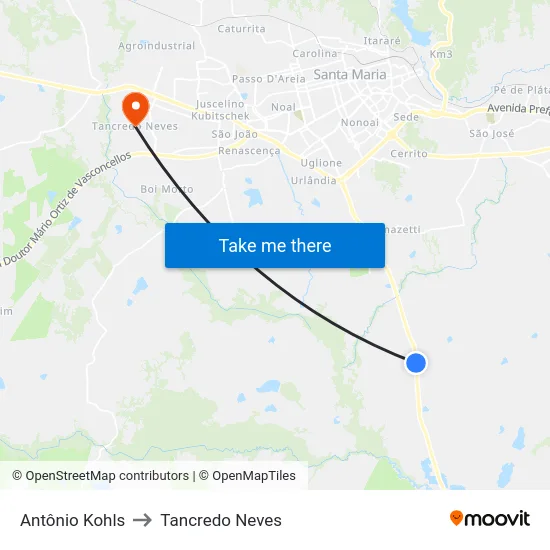 Antônio Kohls to Tancredo Neves map
