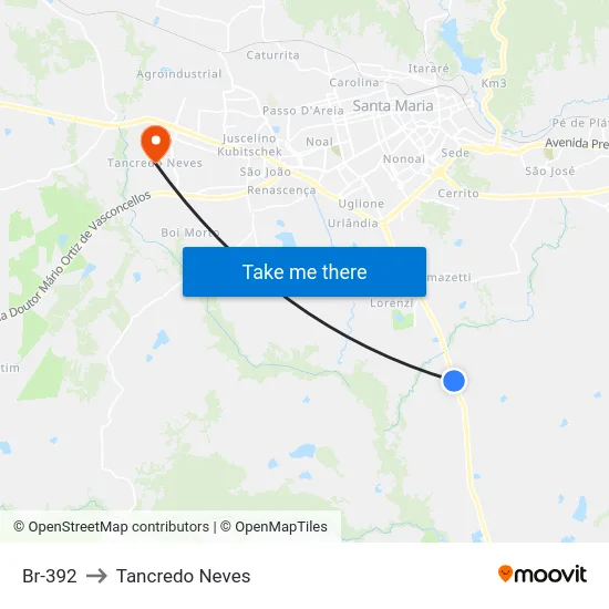 Br-392 to Tancredo Neves map