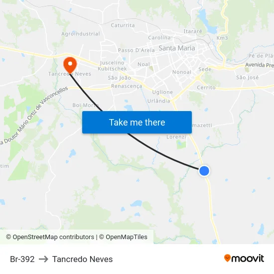 Br-392 to Tancredo Neves map