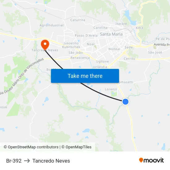 Br-392 to Tancredo Neves map