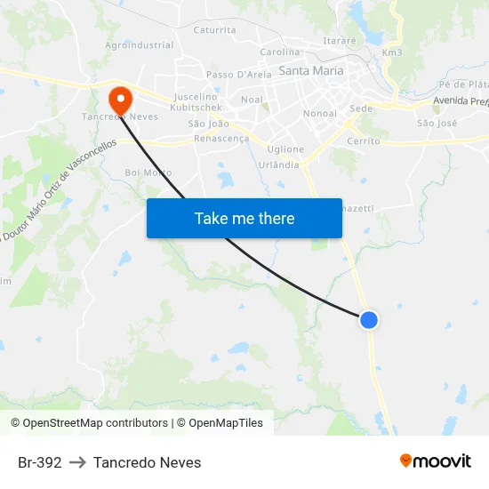 Br-392 to Tancredo Neves map