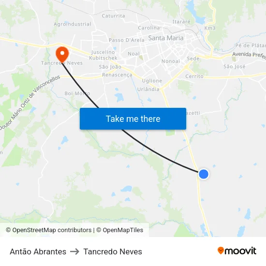 Antão Abrantes to Tancredo Neves map