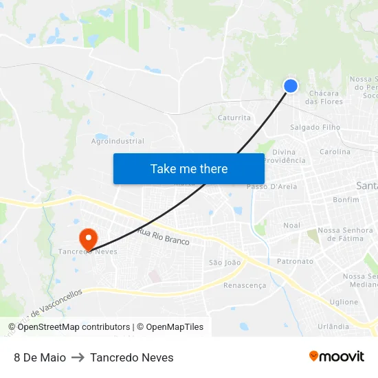8 De Maio to Tancredo Neves map