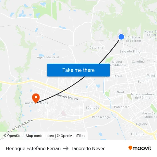 Henrique Estéfano Ferrari to Tancredo Neves map