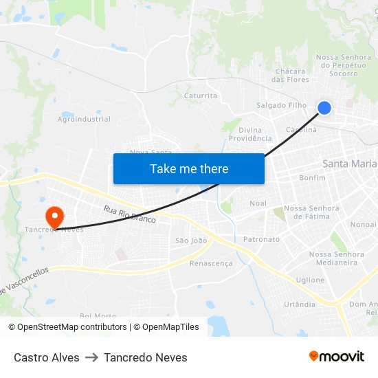Castro Alves to Tancredo Neves map