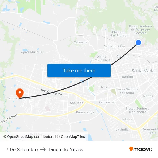 7 De Setembro to Tancredo Neves map
