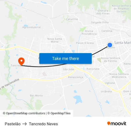 Pastelão to Tancredo Neves map